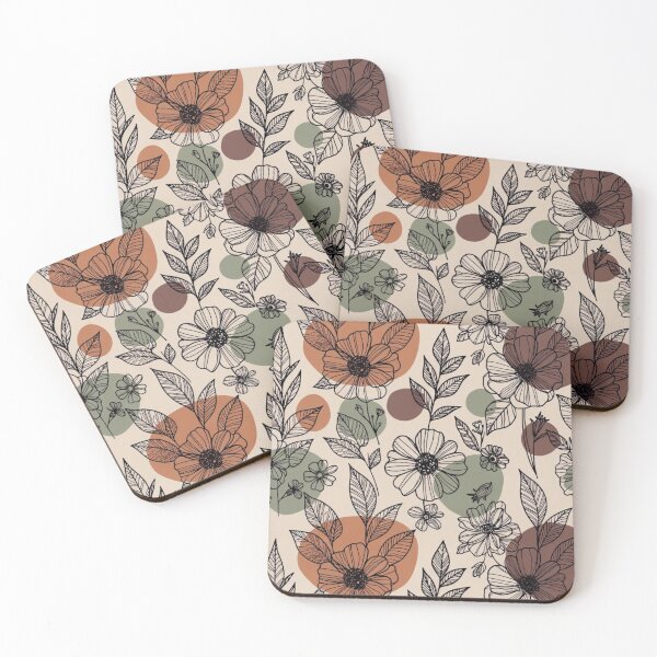 Item preview, Retro Botanical Floral Pattern | Boho Flower & Leaf Design in Earth Tones designed and sold by GalleryPeak.
