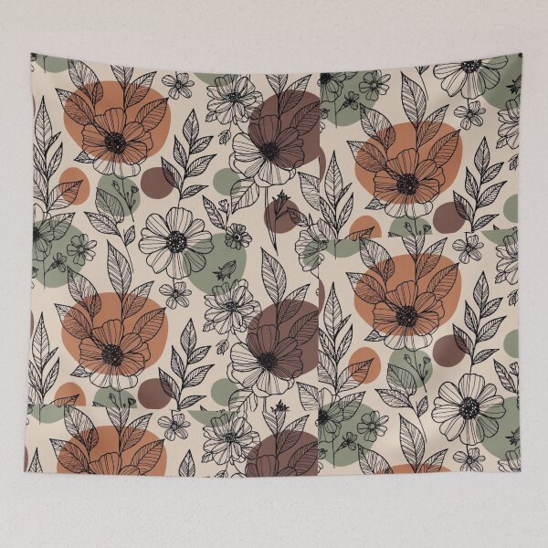 Item preview, Retro Botanical Floral Pattern | Boho Flower & Leaf Design in Earth Tones designed and sold by GalleryPeak.