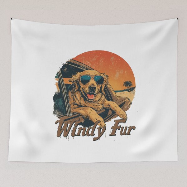 Item preview, Windy Fur Golden Retriever Dog Sunglasses Retro Car Ride Summer designed and sold by AMBAYK.