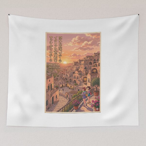 Item preview, Retro Anime Matera Italy Vintage Travel Poster designed and sold by ElartedeNoel.