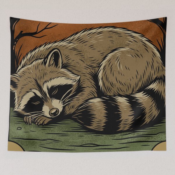 Item preview, Vintage Retro Sleeping Raccoon designed and sold by ARTSYILA.