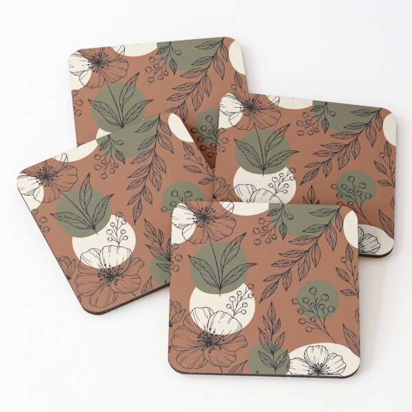 Item preview, Terracotta Wildflower Botanical Pattern | Retro Floral & Leaf Surface Design designed and sold by GalleryPeak.