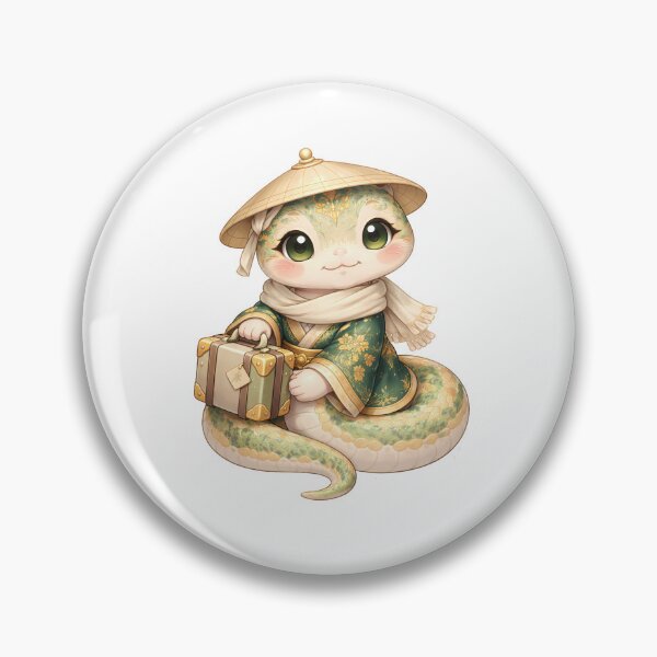 Item preview, Cute Chinese Zodiac Snake Traveler — Chibi Watercolor Lunar New Year Art designed and sold by Symbol Universe.