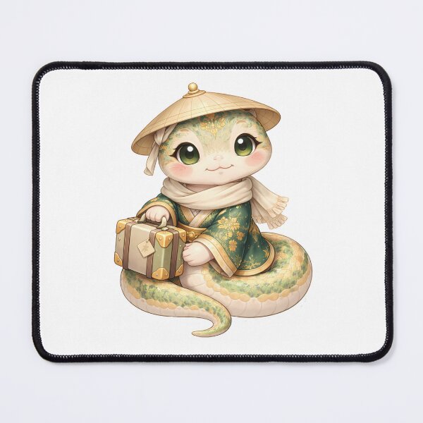 Item preview, Cute Chinese Zodiac Snake Traveler — Chibi Watercolor Lunar New Year Art designed and sold by Symbol Universe.