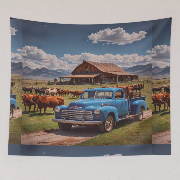 Item preview, Vintage Blue Truck Ranch Wall Art designed and sold by BeautifulVirtues.