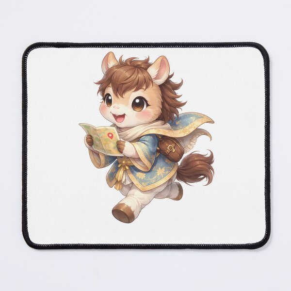 Item preview, Cute Chinese Zodiac Horse Traveler — Chibi Watercolor Lunar New Year Art designed and sold by Symbol Universe.