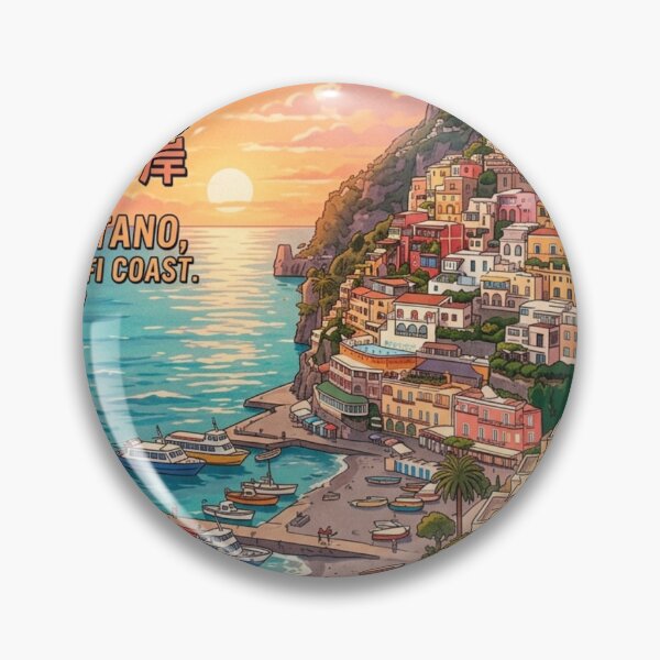 Item preview, Copy of Positano Amalfi Coast Retro Anime Travel Poster Japanese Edition designed and sold by ElartedeNoel.