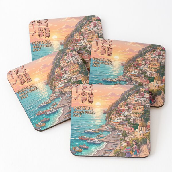 Item preview, Copy of Positano Amalfi Coast Retro Anime Travel Poster Japanese Edition designed and sold by ElartedeNoel.