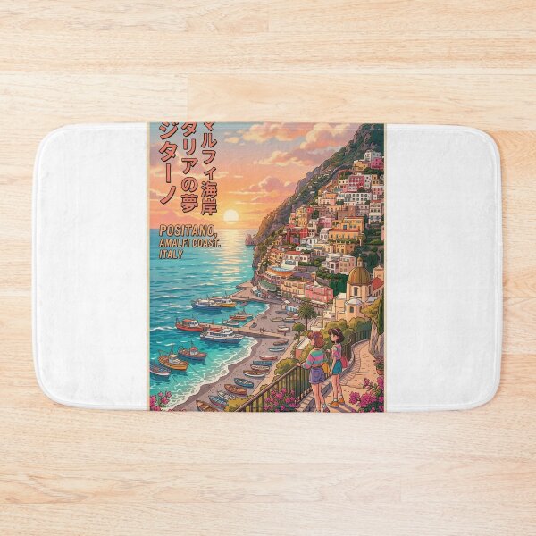Item preview, Copy of Positano Amalfi Coast Retro Anime Travel Poster Japanese Edition designed and sold by ElartedeNoel.
