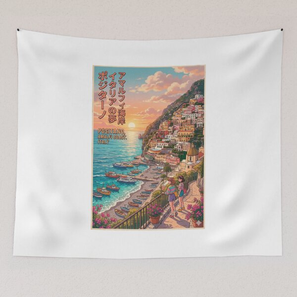 Item preview, Copy of Positano Amalfi Coast Retro Anime Travel Poster Japanese Edition designed and sold by ElartedeNoel.