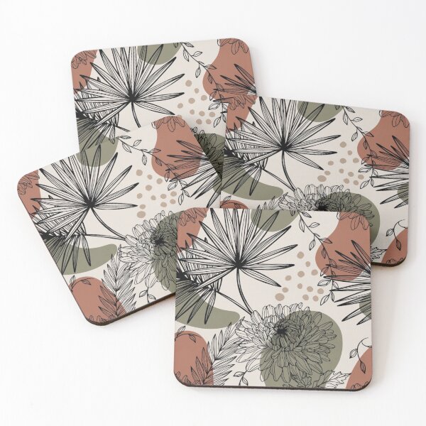 Item preview, Boho Tropical Palm & Chrysanthemum Pattern | Terracotta Botanical Surface Design designed and sold by GalleryPeak.