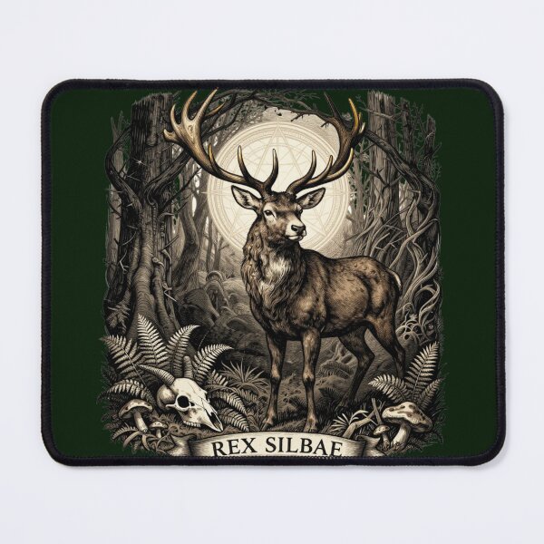 Item preview, Rex Silvae - Gothic Stag Woodcut Dark Forest Art designed and sold by GoGreenlove.