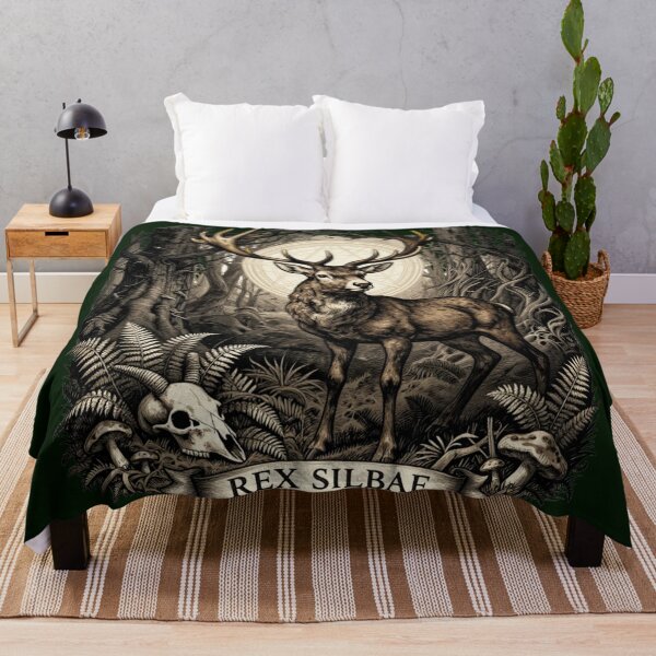 Item preview, Rex Silvae - Gothic Stag Woodcut Dark Forest Art designed and sold by GoGreenlove.