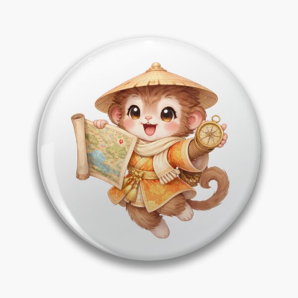 Item preview, Cute Chinese Zodiac Monkey Traveler — Chibi Watercolor Lunar New Year Art designed and sold by Symbol Universe.
