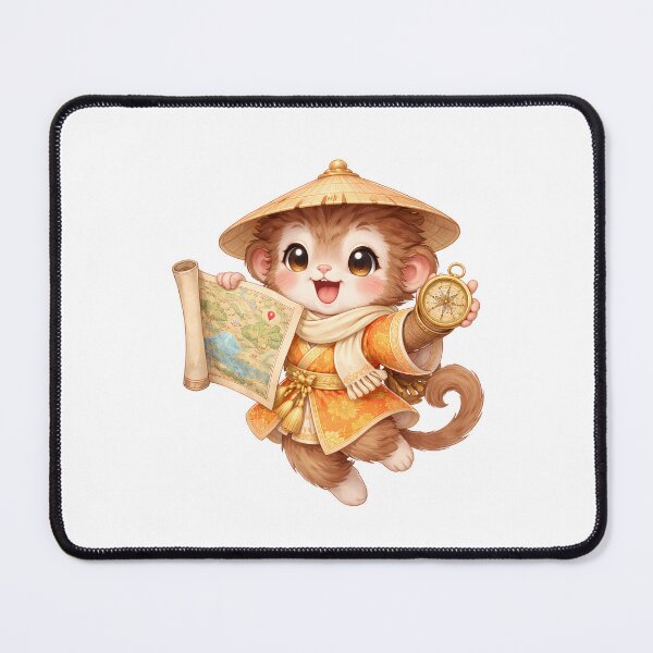 Item preview, Cute Chinese Zodiac Monkey Traveler — Chibi Watercolor Lunar New Year Art designed and sold by Symbol Universe.