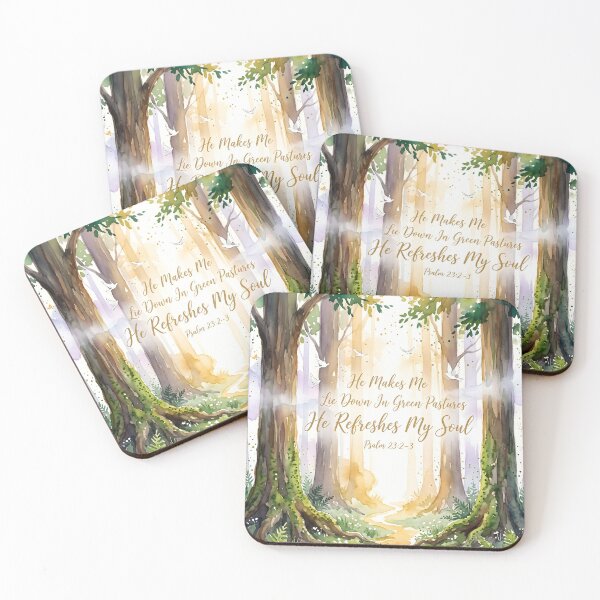 Item preview, Green Pastures Psalm 23 Watercolor Art designed and sold by RRRShop.