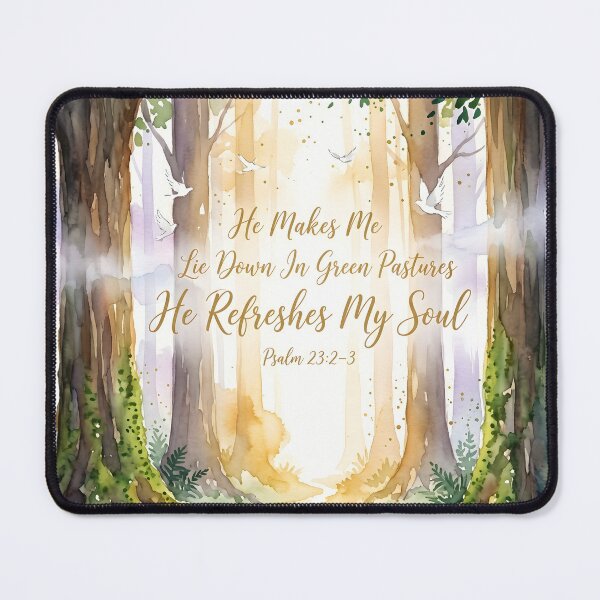 Item preview, Green Pastures Psalm 23 Watercolor Art designed and sold by RRRShop.