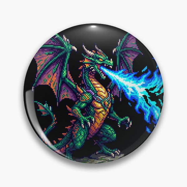Item preview, 16 Bit Pixel Art Dragon Breathing Blue Fire Retro RPG Boss designed and sold by RetroRewind Studio.