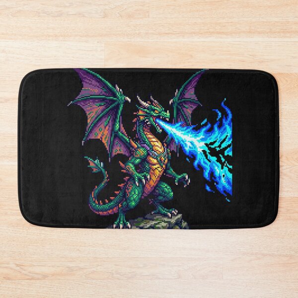 Item preview, 16 Bit Pixel Art Dragon Breathing Blue Fire Retro RPG Boss designed and sold by RetroRewind Studio.
