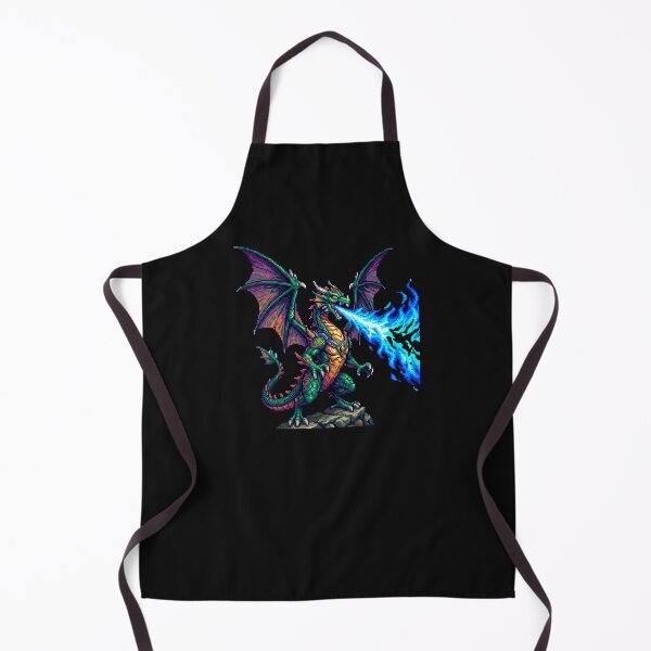 Item preview, 16 Bit Pixel Art Dragon Breathing Blue Fire Retro RPG Boss designed and sold by RetroRewind Studio.