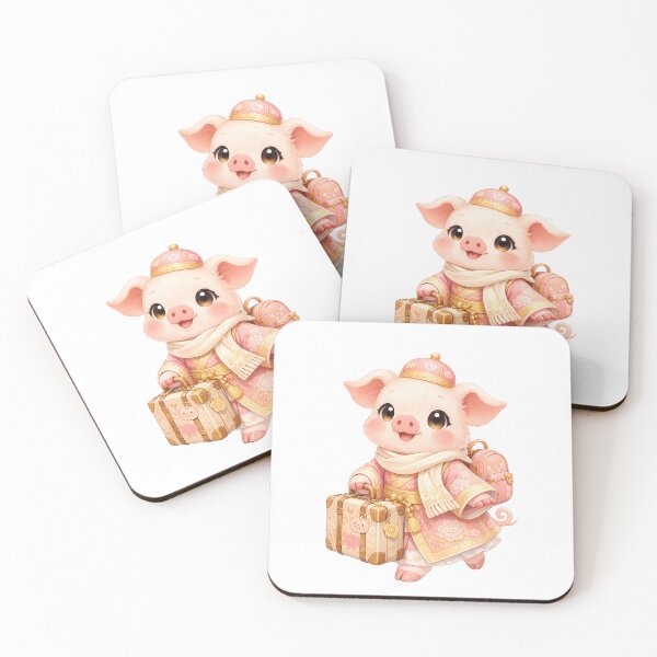 Item preview, Cute Chinese Zodiac Pig Traveler — Chibi Watercolor Lunar New Year Art designed and sold by Symbol Universe.