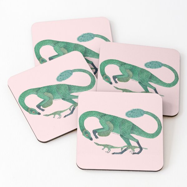 Item preview, Mother green Gallimimus in gouache paints designed and sold by WolfRaven Creations.