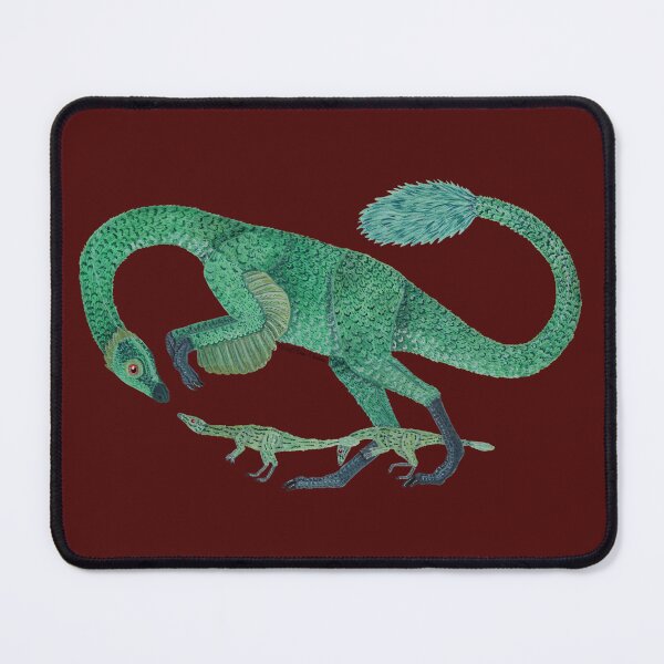 Item preview, Mother green Gallimimus in gouache paints designed and sold by WolfRaven Creations.