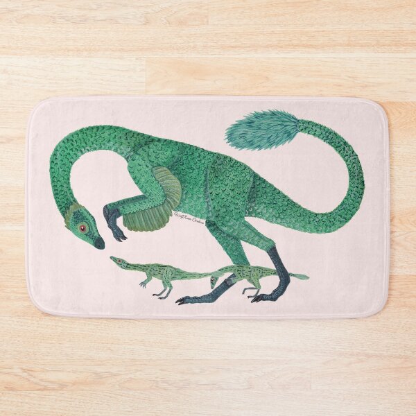 Item preview, Mother green Gallimimus in gouache paints designed and sold by WolfRaven Creations.