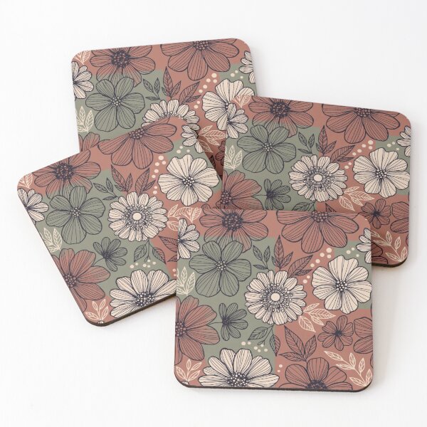 Item preview, Vintage Cosmos Flower Pattern | Terracotta Boho Floral Design designed and sold by GalleryPeak.