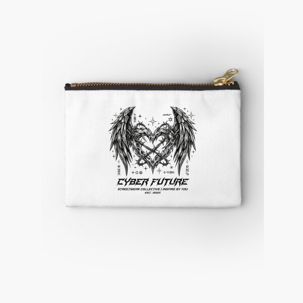 Item preview, Cyber Y2K Chrome Liquid Metal Heart Gothic Wings Streetwear designed and sold by InspireByYou™.
