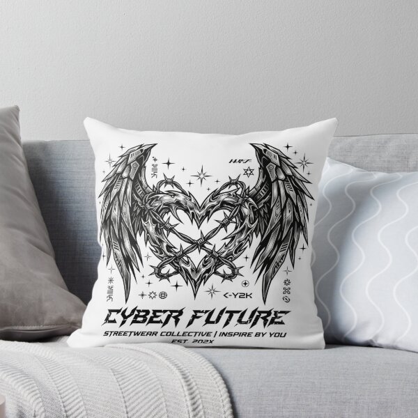 Item preview, Cyber Y2K Chrome Liquid Metal Heart Gothic Wings Streetwear designed and sold by InspireByYou™.