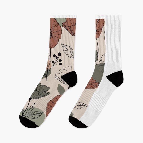 Item preview, Minimal Poppy Flower Pattern | Terracotta & Sage Botanical Design designed and sold by GalleryPeak.