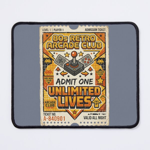 Item preview, Retro Arcade Club Admission Ticket Unlimited Lives Vintage designed and sold by RetroRewind Studio.