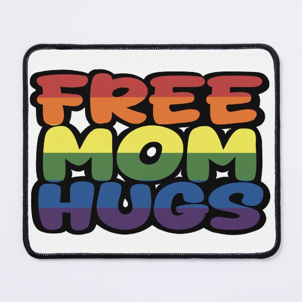 Item preview, Free Mom Hugs Rainbow Pride Typography — LGBTQ Inclusive Bubble Letter Design for Pride Month designed and sold by RareSquareBearArts.
