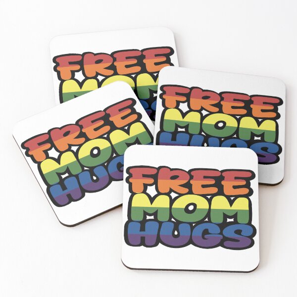 Item preview, Free Mom Hugs Rainbow Pride Typography — LGBTQ Inclusive Bubble Letter Design for Pride Month designed and sold by RareSquareBearArts.