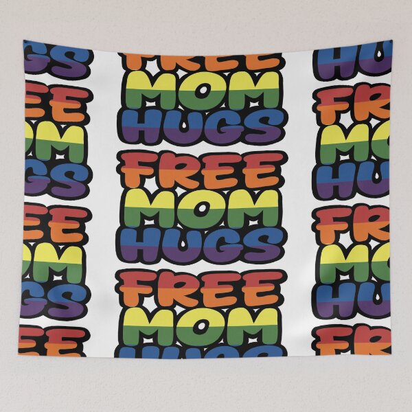 Item preview, Free Mom Hugs Rainbow Pride Typography — LGBTQ Inclusive Bubble Letter Design for Pride Month designed and sold by RareSquareBearArts.