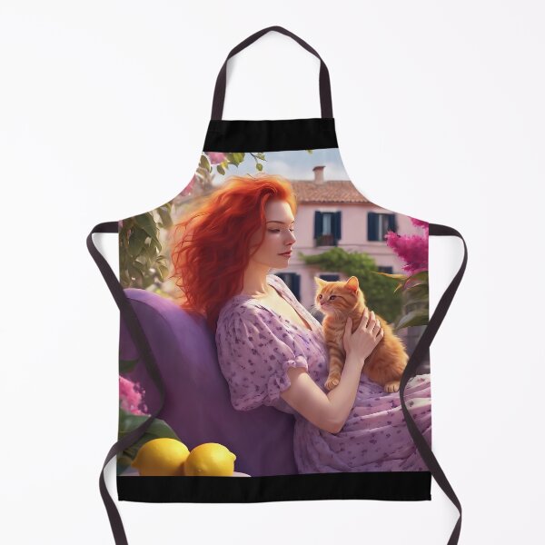 Item preview, Lavender Dreams – Redhead Girl with Ginger Cat designed and sold by UmSkelig834.