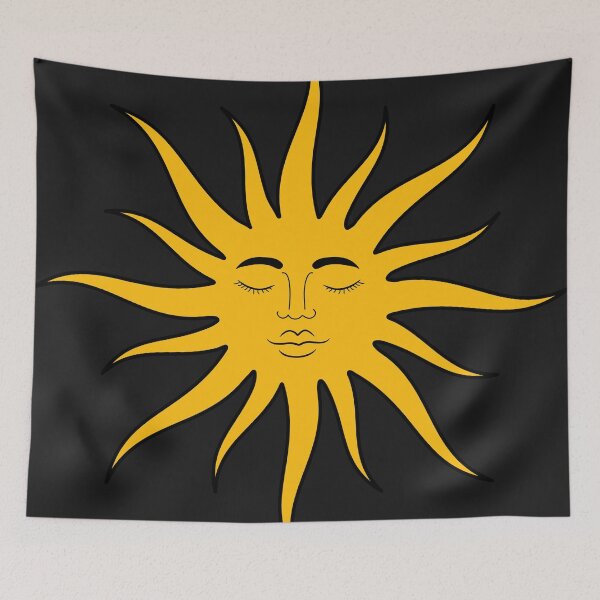 Item preview, Retro 1960's Sun Face Art Design On Black designed and sold by DEC02.