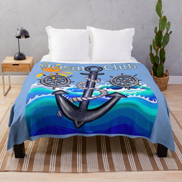 Item preview, Vintage Sailor Aesthetic Ocean Club Anchor in waves Muted Blue Graphic designed and sold by Artonmytee.