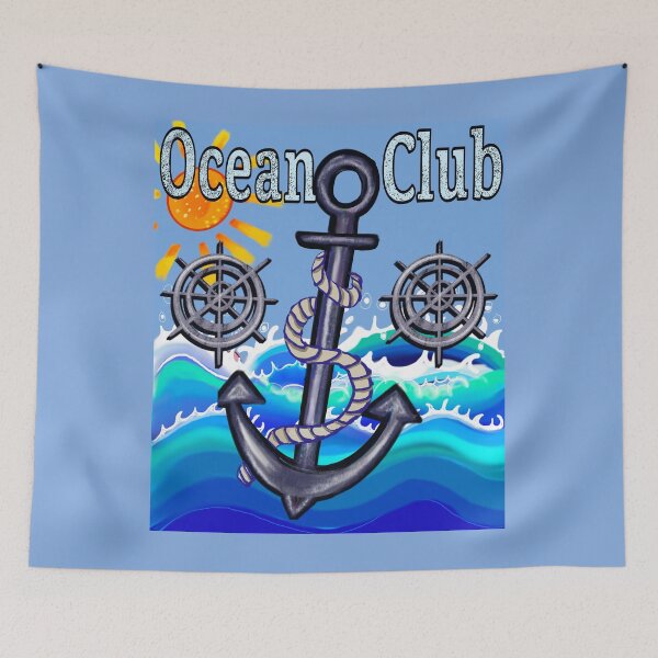 Item preview, Vintage Sailor Aesthetic Ocean Club Anchor in waves Muted Blue Graphic designed and sold by Artonmytee.