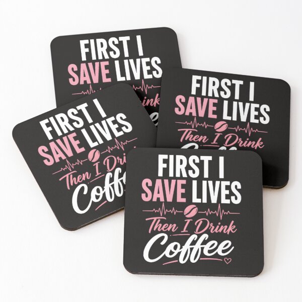 Item preview, First I Save Lives Then I Drink Coffee Cute Pink Nurse Typography Design designed and sold by Octupussy.