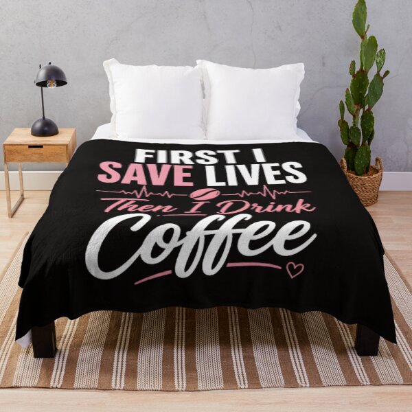 Item preview, First I Save Lives Then I Drink Coffee Cute Pink Nurse Typography Design designed and sold by Octupussy.