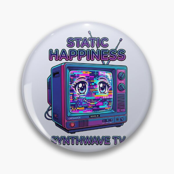 Item preview, Cute Retro CRT TV Smiling Static Glitch Pop Art Anime Eyes designed and sold by RetroRewind Studio.