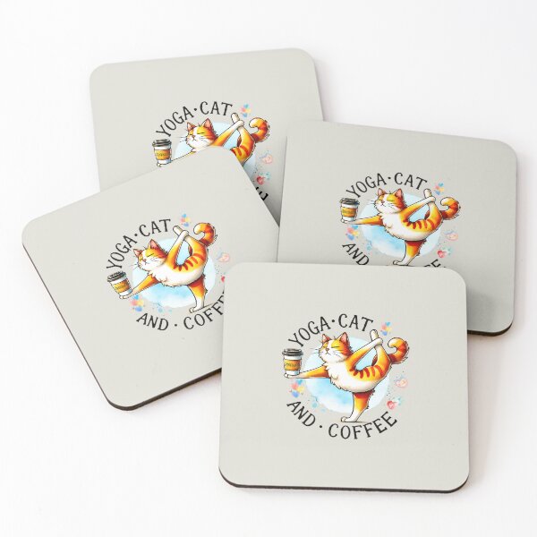 Item preview, Stretchaccino Yoga, Cat & Coffee designed and sold by A Texas Belle Designs.