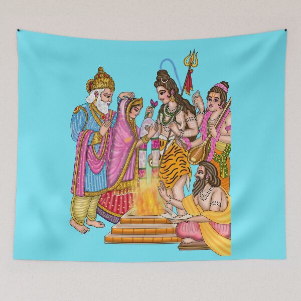 Item preview, Lord Shiva Marriage Artwork | Divine Wedding of Shiva and Parvati Digital Art designed and sold by Harshit_Digital_Arts.