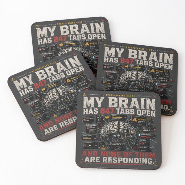 Item preview, MY BRAIN HAS 847 TABS OPEN | OVERTHINKING CLUB T-SHIRT designed and sold by LowBatteryStudio ⭐.