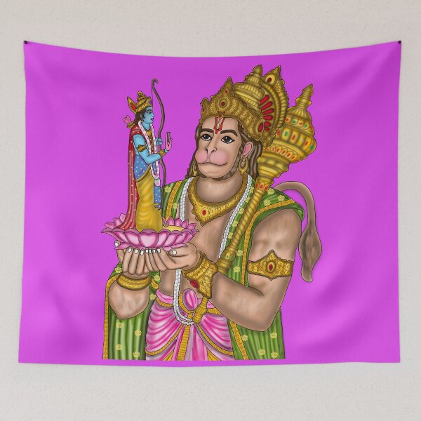 Item preview, Lord Rama and Hanuman Artwork | Sacred Hindu Devotional Digital Art designed and sold by Harshit_Digital_Arts.