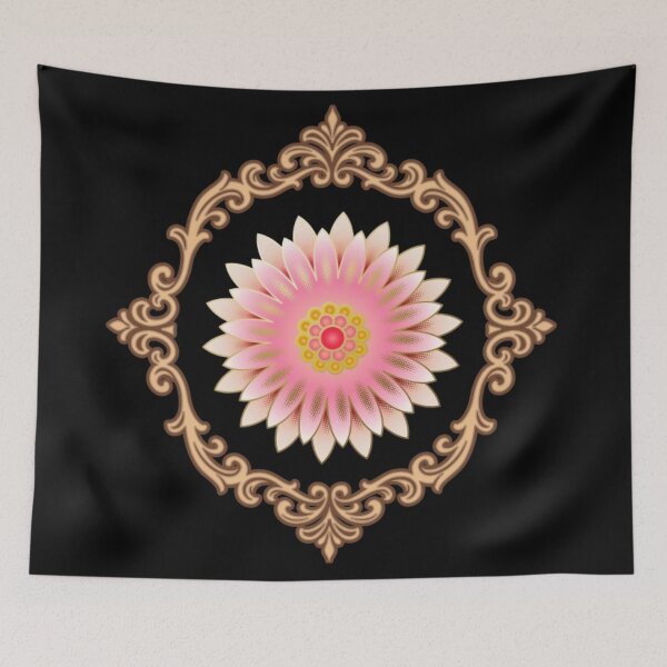 Item preview, Pink Floral Mandala Gold Frame | Elegant Boho Bloom designed and sold by Rawafi Art Studio.