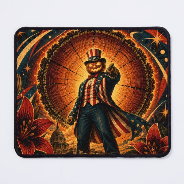 Item preview, Headless Horseman Uncle Sam Pose – Patriotic Halloween Fantasy Art designed and sold by TheHorsemanRidesAgain.