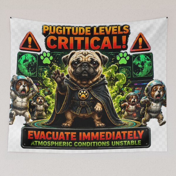 Item preview, Pugitude Levels Critical | Evacuate Immediately Funny Pug designed and sold by highvibz72.